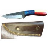 Fixed Blade Knife with Tricolor Handle and Sc