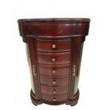 Wooden Jewelry Chest With Mirror and Drawers
