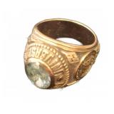 10K Gold US Navy Ring With Gemstone, 20g