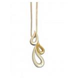14K White Gold Dual Teardrop Pendant and Chain