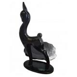 Black Ceramic Deer Figurine and Plates