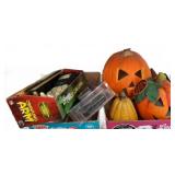Halloween Decor Lot: Pumpkins, Skeleton, Rugs