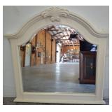 Ornate White Wall Mirror, 44x41 Inches