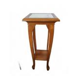 Wood Plant Stand with Marble Top, 14x14x32
