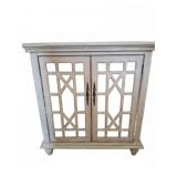 Distressed Wood Cabinet with Glass Doors, 36x