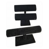 Two Black Velvet T-Bar Jewelry Stands
