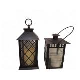 Black Metal Lanterns with Candles