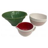 Three Ceramic Mixing and Pour Bowls