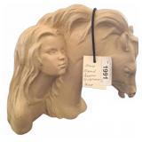 Signed Austin 15in Horse and Girl Sculpture