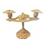 1920s Ornate Cast Iron 2-Light Fixture