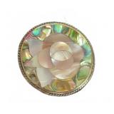 Sterling Silver Abalone Shell Floral Brooch