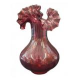 Murano Cranberry Art Glass Vase