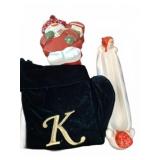 Snowman Cookie Jar, Dish, and K Stocking