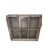 Wooden Six-Pane Window Frame, 31x30 Inches