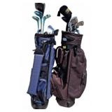Two Golf Bag Sets With Clubs