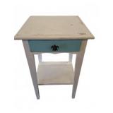 White Wooden Side Table with Drawer