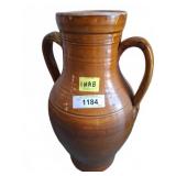 Large Glazed Two-Handled Ceramic Vase, 18"