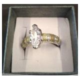 Sterling Silver Ring with Clear Stone, Size 9