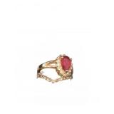 Two-Piece Gold-Tone Ring Set with Red Stone