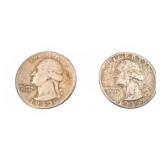 1943 and 1955 Washington Silver Quarters