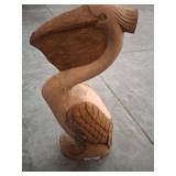 Carved Wood Pelican Sculpture