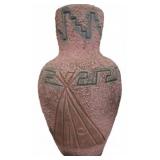 Pink Textured Ceramic Vase with Native-Inspir