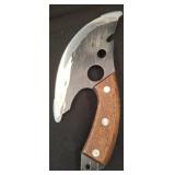 Fixed Blade Curved Knife with Wood Handle