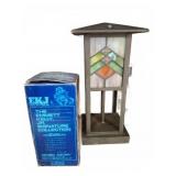 Stained Glass Table Lamp and EKJ Figurine
