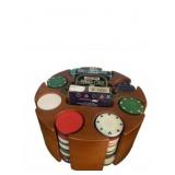 Wooden Poker Chip Carousel with Chips & Cards