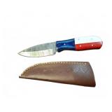 Fixed Blade Knife with Sheath, Red White Blue
