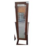 Wooden Standing Jewelry Armoire Mirror 15x4x