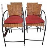 4 Woven Barstools with Cushions