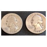 1942 and 1944D Washington silver Quarters Lot of 2