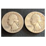 1944 and 1945 D Washington Quarters