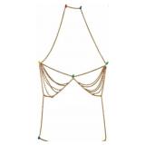 Gold-Tone Bikini Top Body Chain