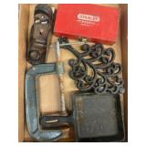 Box Lot Stanley Tools, C-Clamp, Misc Items