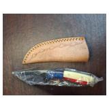 Fixed Blade Knife with Tricolor Handle and Le