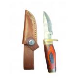 Damascus Steel Knife With Leather Sheath