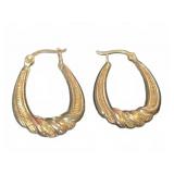 Sterling Silver 925 Textured Hoop Earrings