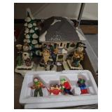 Ceramic Christmas Village Figures Set