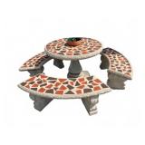 Concrete Patio Table With Benches Set