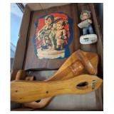 Inarco Figurine, Hummel Plaque and Wooden Rax