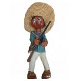 Mexican Folk Art Figurine With Sombrero
