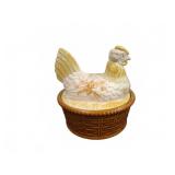Ceramic Hen on Nest Covered Dish with Spoon