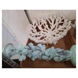 Decorative Coral Bowl and Oceanic Motif Vase