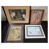 Framed Art and Memorabilia Lot of Four Pieces