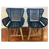 Blue Woven Rope Armchairs