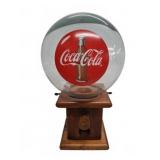 Coca-Cola Glass and Wood Gumball Machine