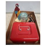 Red Metal Cash Box With Accessories