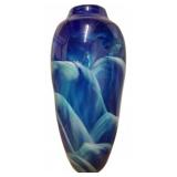 Blue Swirl Art Glass Vase